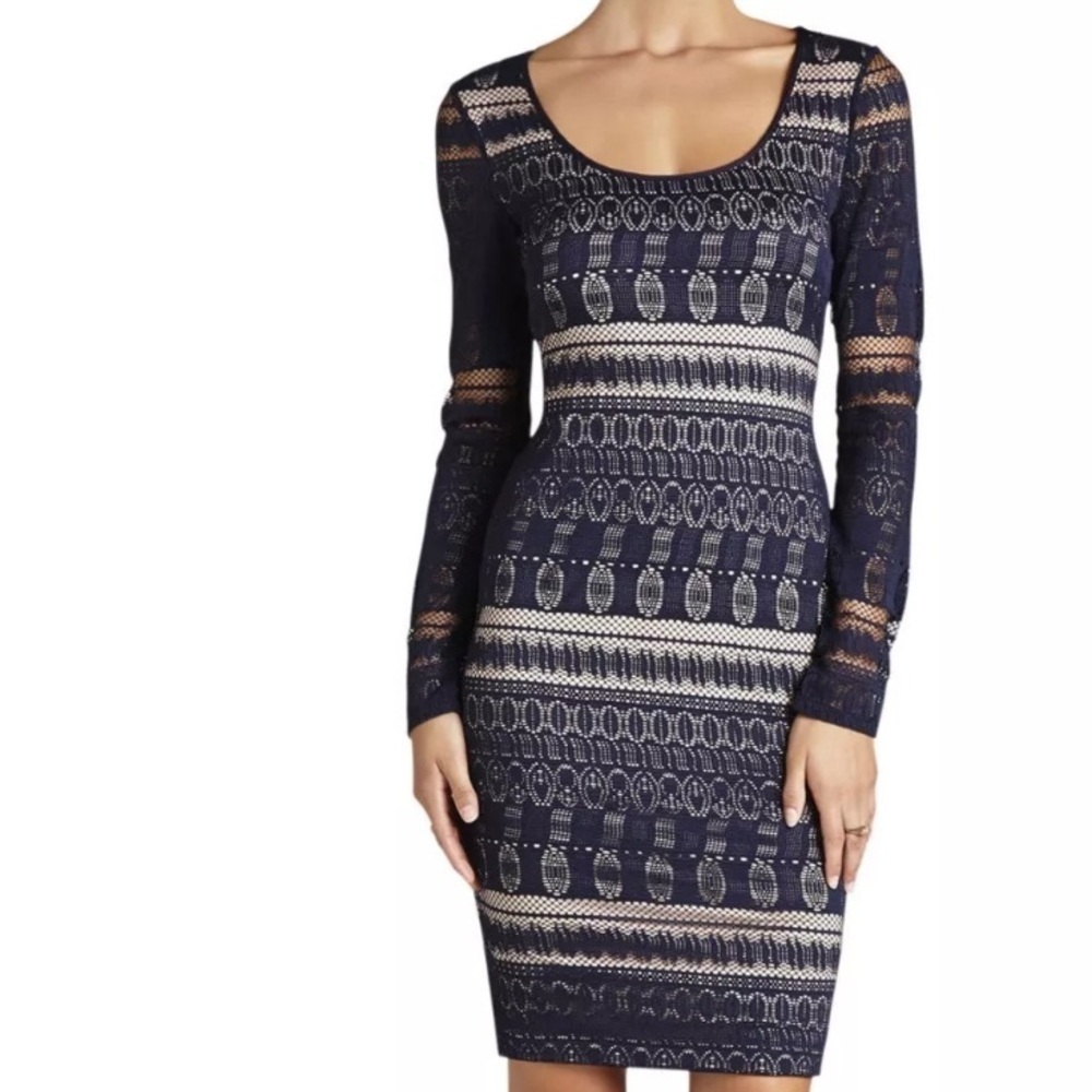 BCBGMAXAZRIA TANYA LONG SLEEVE LACE DRESS